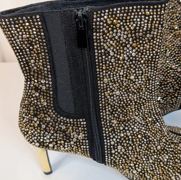 Torrid 7.5 WW Rhinestone Ankle Boots Glam Glitter Stiletto Heel Pointed Toe - Picture 7 of 14